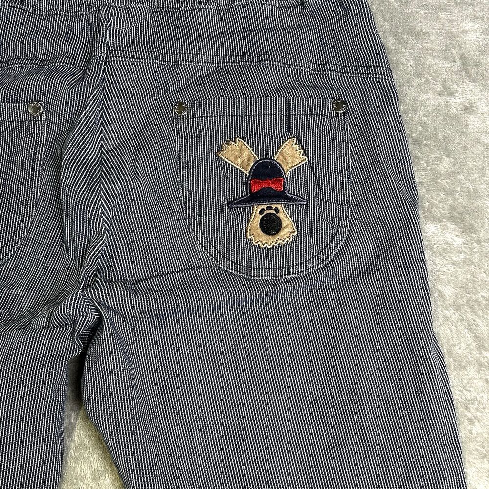James Golf Wear Grand Slam Blue Pin Stripe Womens Pants Embroidered Dog Design